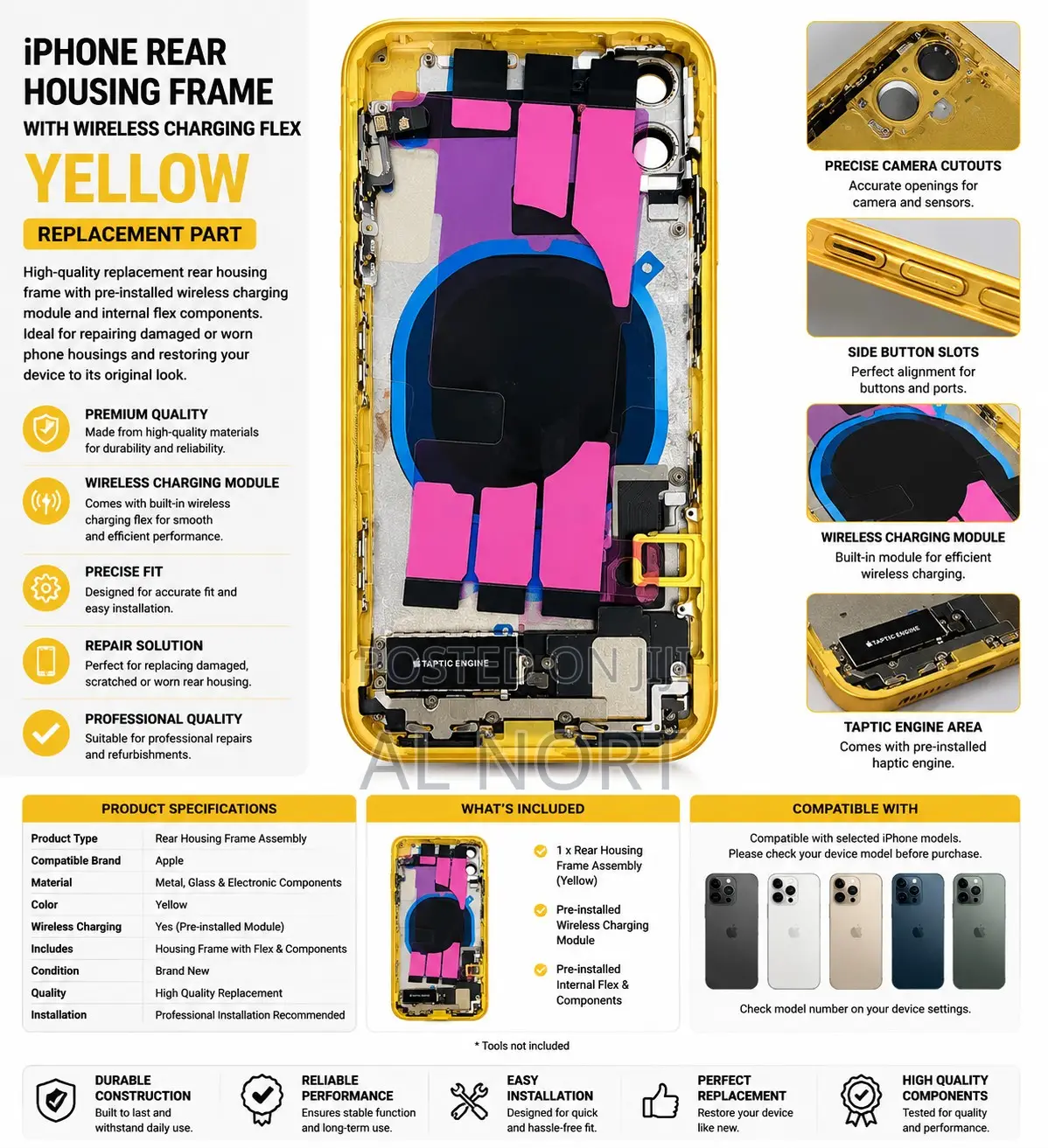iPhone 11 Rear Housing Frame With Wireless Charging Flex