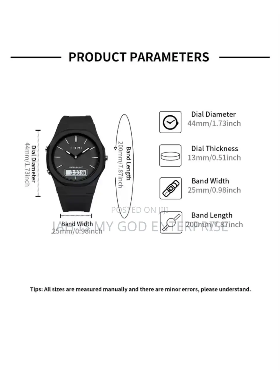 Tomi T238 Men's Electronic Trendy Simple Wristwatch-Black