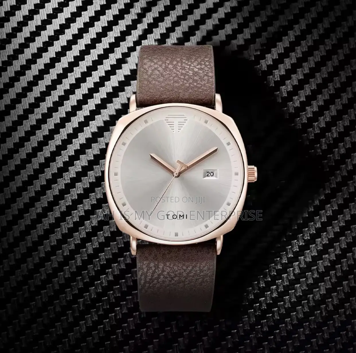 Tomi T044 Men's Minimalist Leather Casual Quartz Watch-Brown Gold