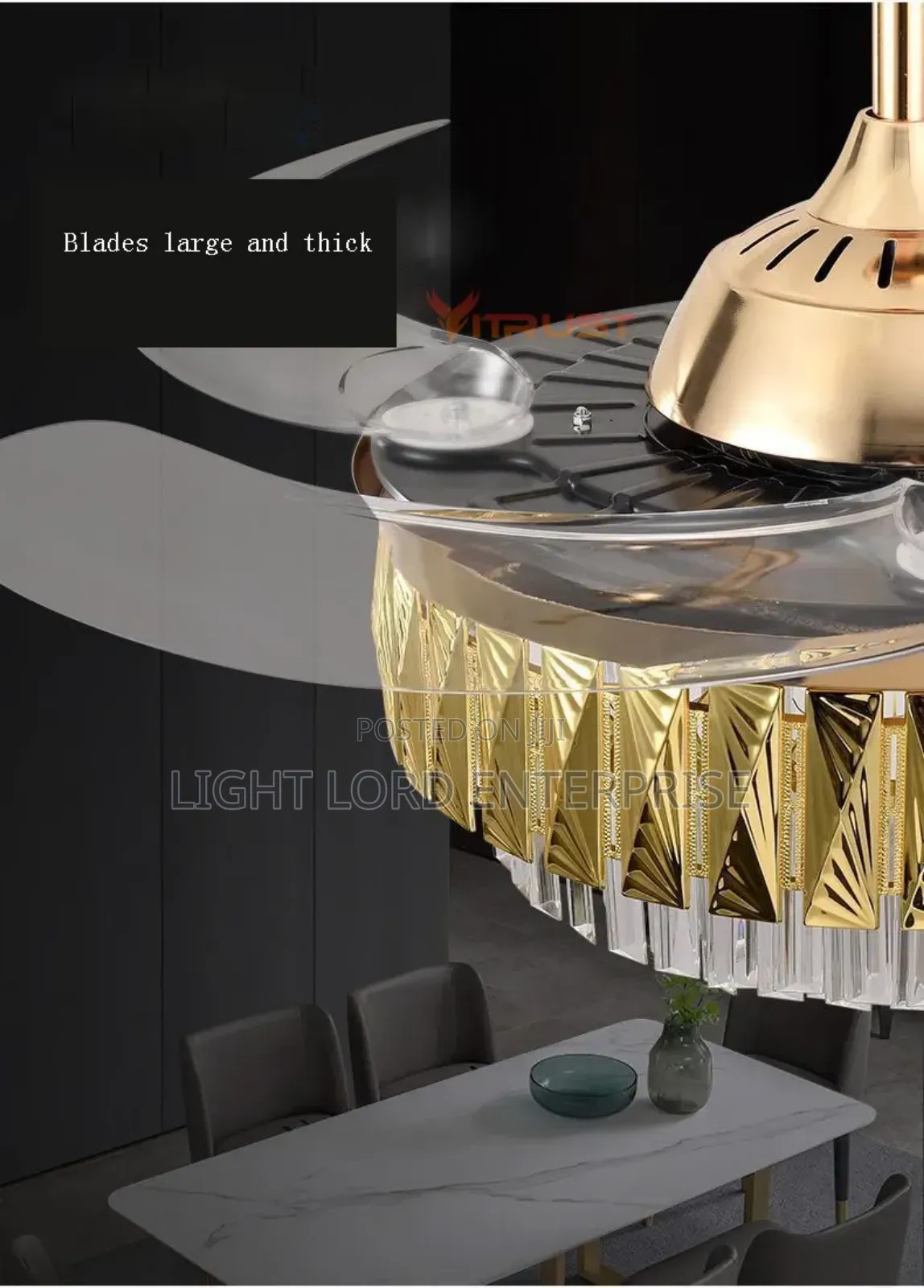 Arovera Gold Body Chandelier Fan Light
