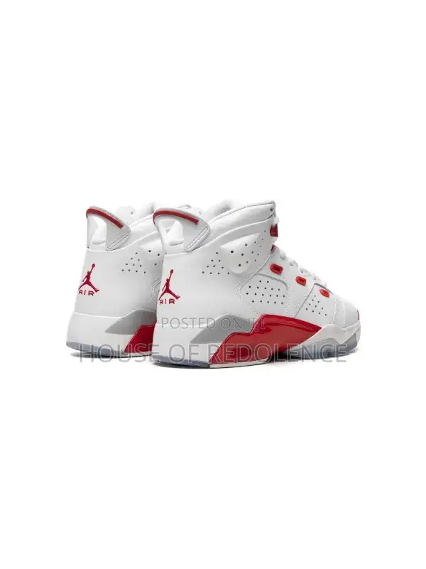 Air Jordan 6-17-23 White Fire Red Sneakers