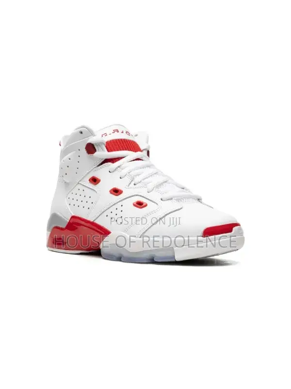 Air Jordan 6-17-23 White Fire Red Sneakers