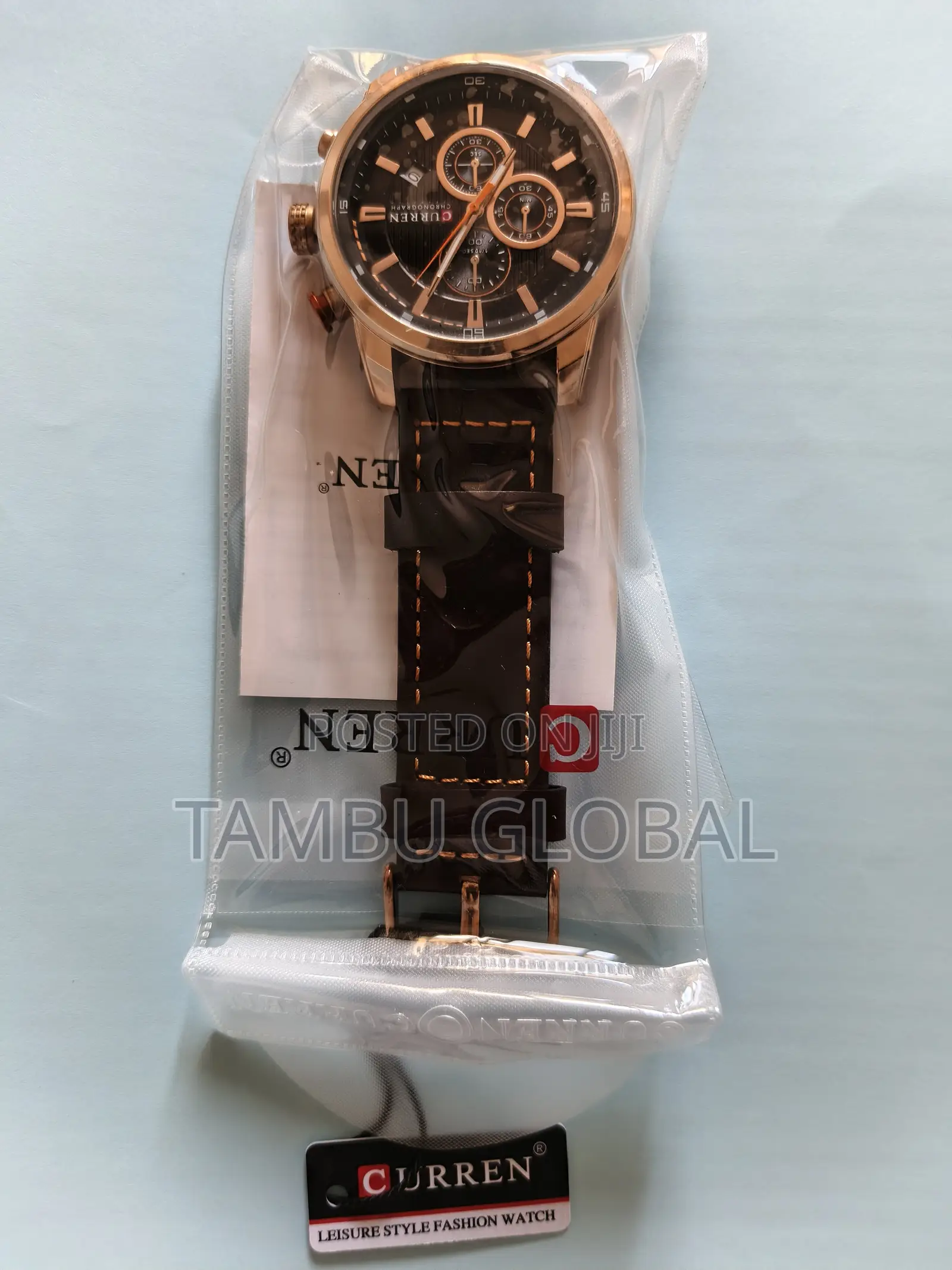 Original Curren Chronograph Leather Watch–Rose Gold | Anti-Fade Strap