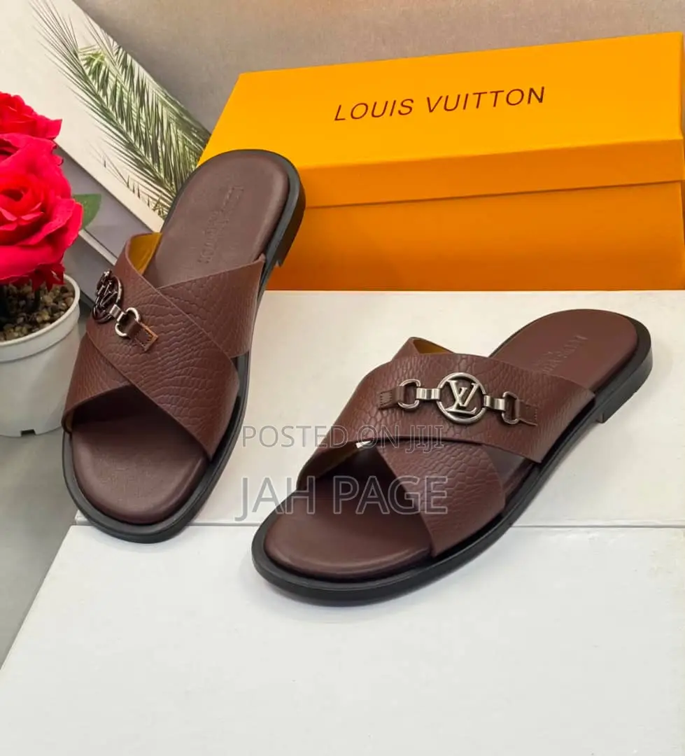 Louis Vuitton Slipers Black and Brown