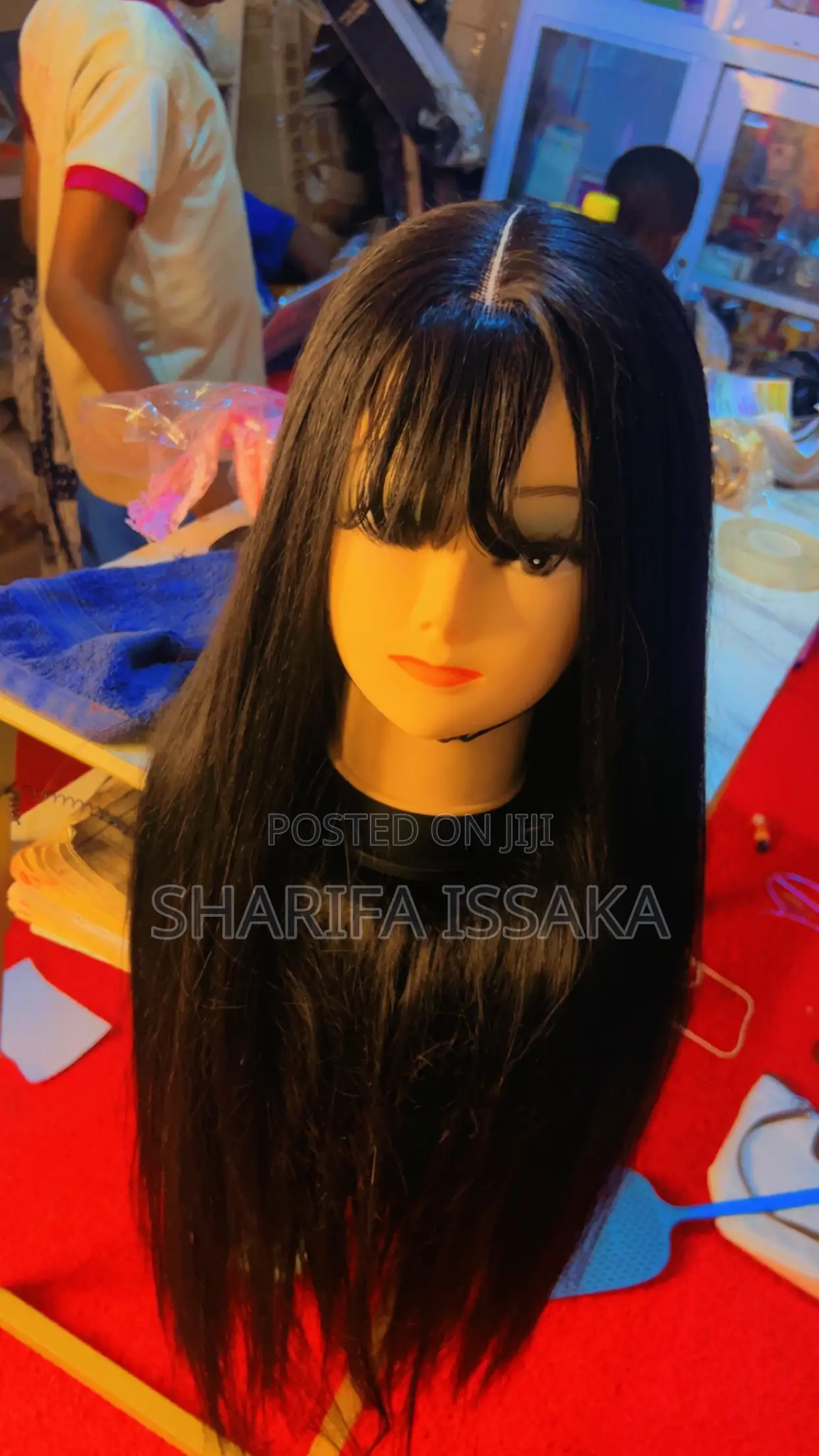 Premium Bone Straight Long Wig With Full Bangs”