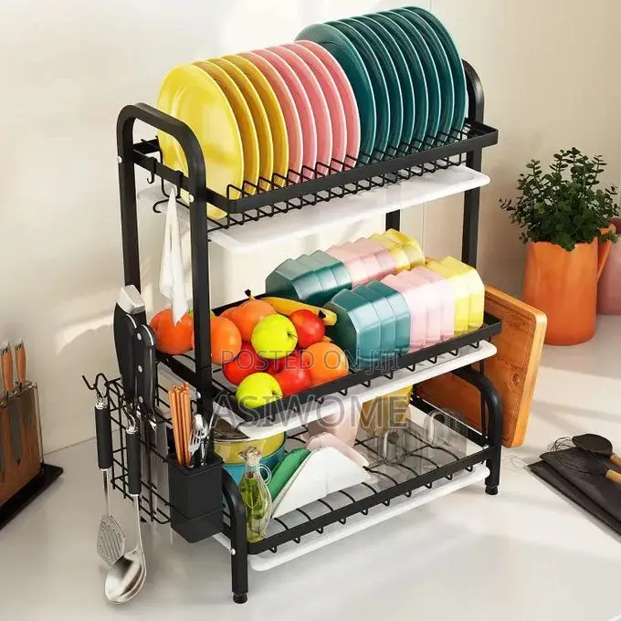 Dish Drying Rack, Metal 3-Tier Large Capacity Dish Rack