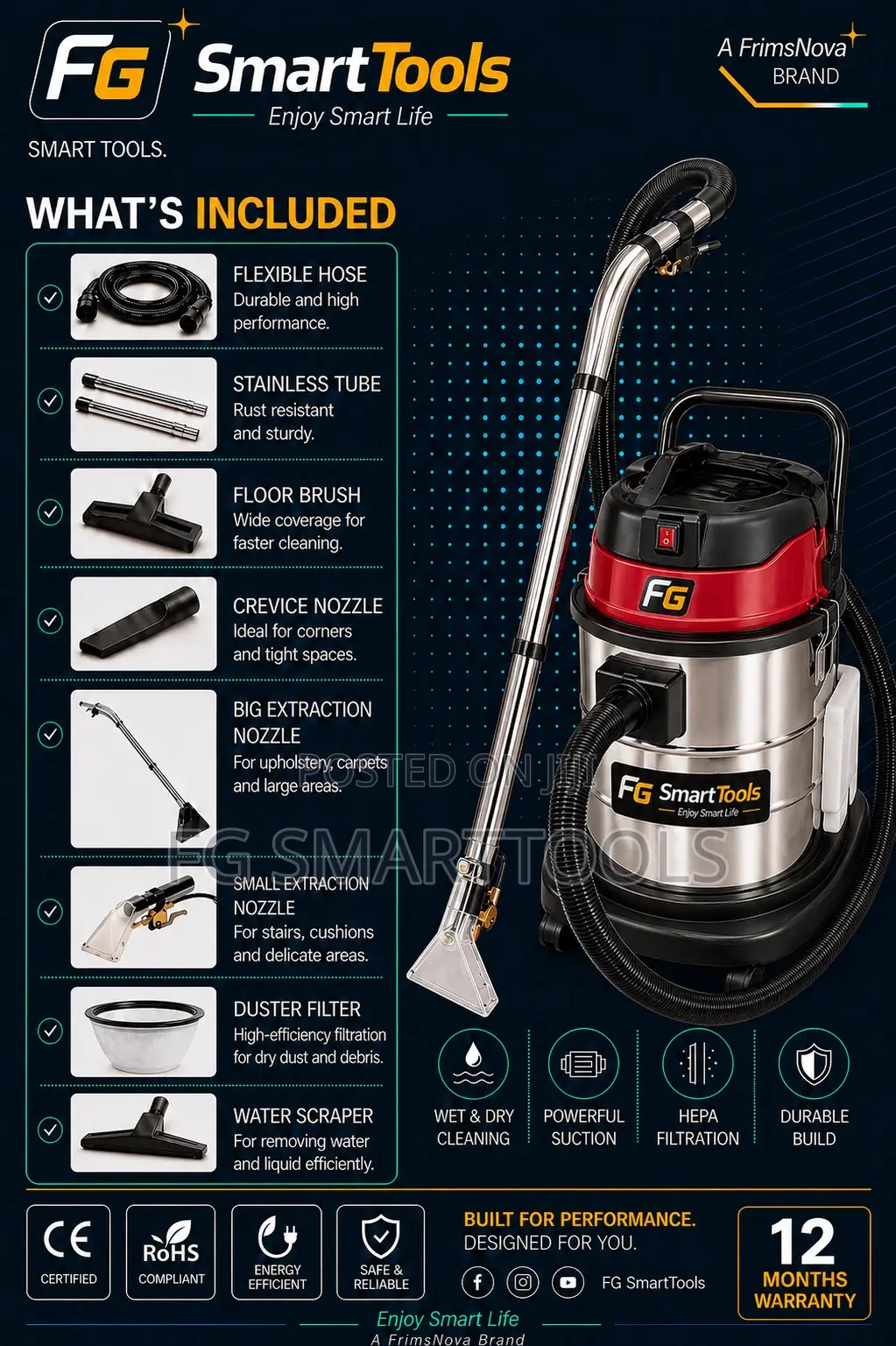 Wet Dry Vacuum Cleaner and Carpet Sofa Extractor 30liters
