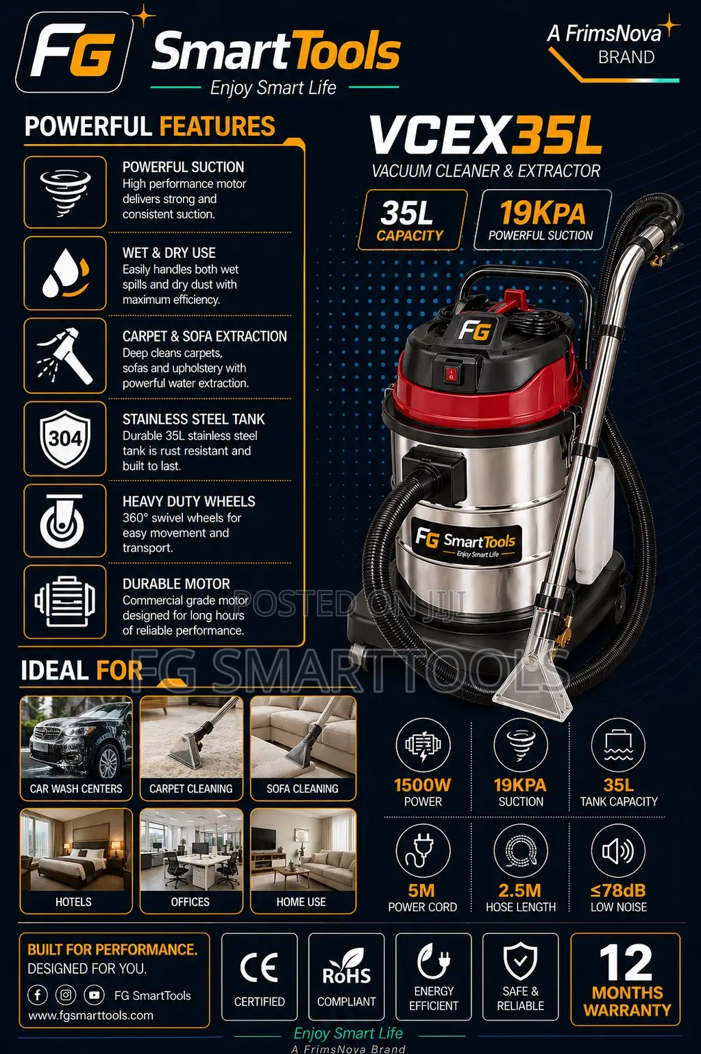 Wet Dry Vacuum Cleaner and Carpet Sofa Extractor 30liters