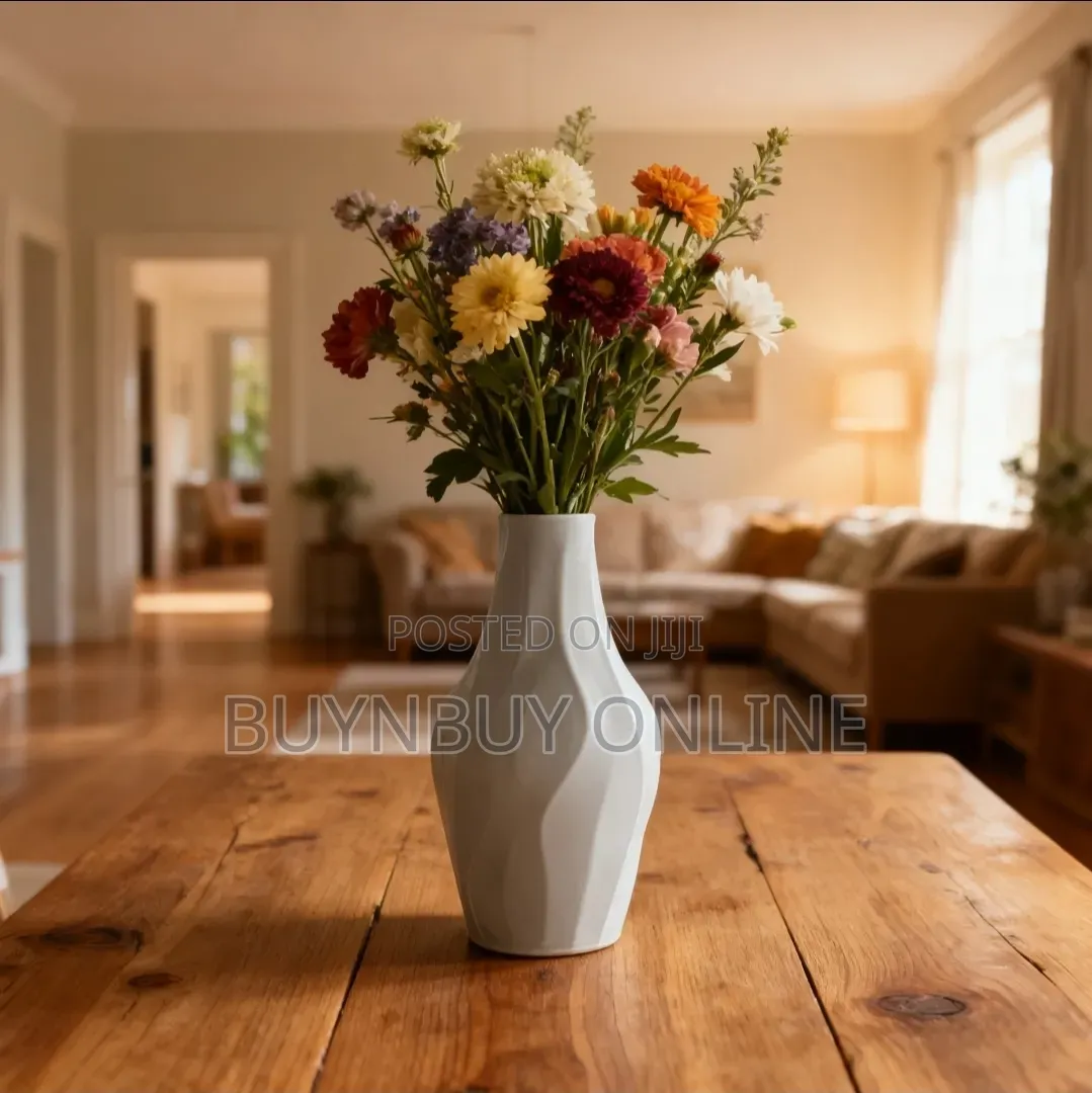 Plastic Flower Vase With Ceramic Texture Effect