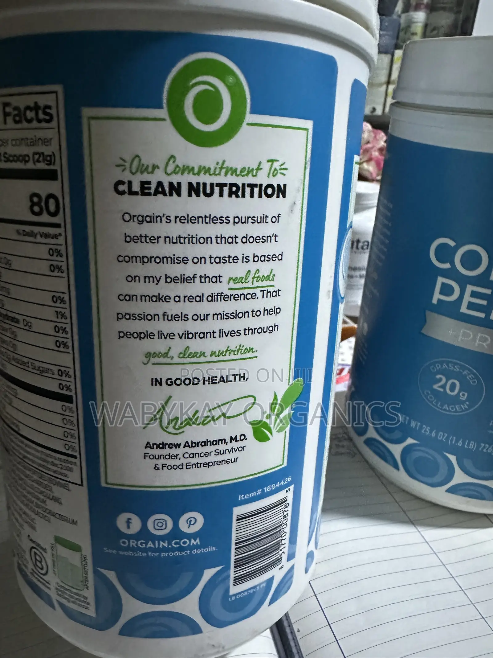 Orgain Collagen Peptides +Probiotics. 726g