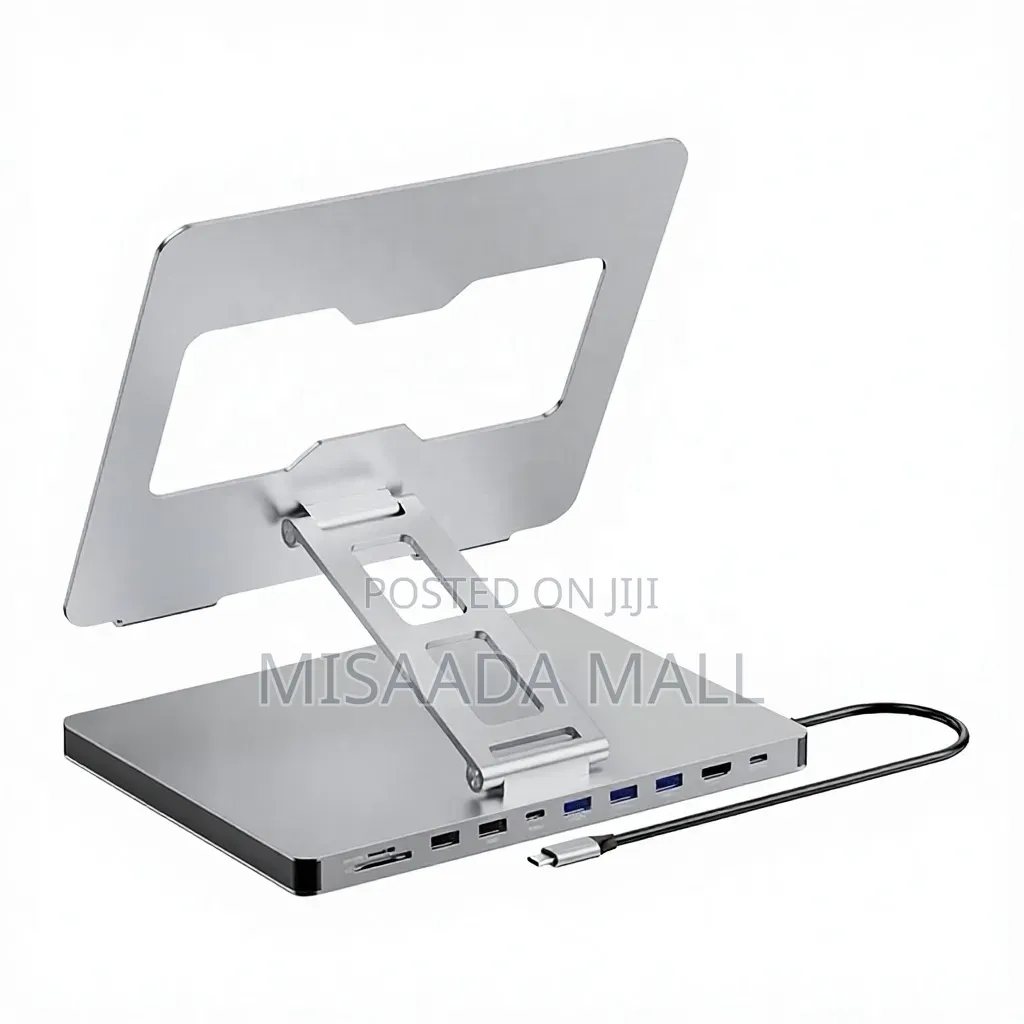 10 in 1 Usb C Docking Station +Laptop Stander Hub
