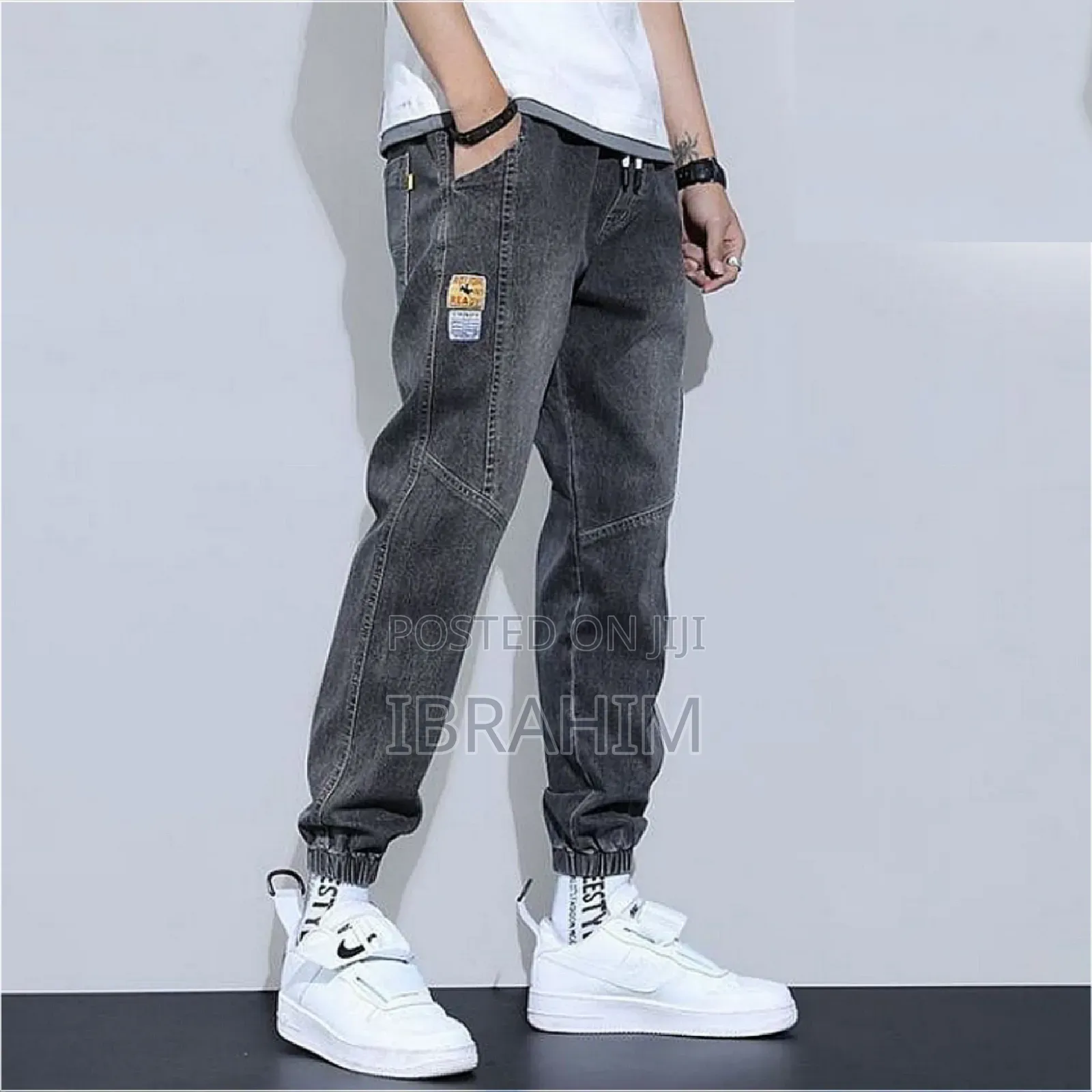 Comfortable Breathing Elastic Denim Jeans-styled Jogger Pants F4 Men