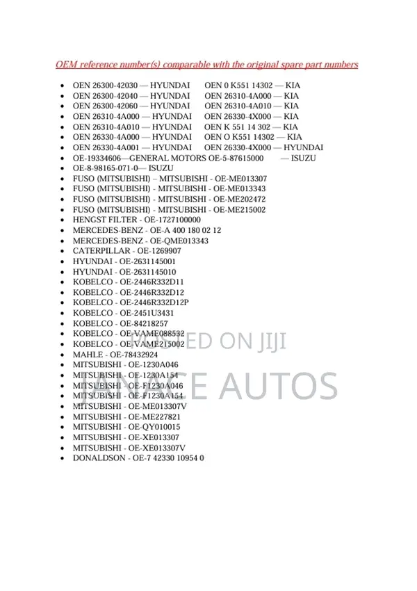 Crosland L10336ds Oil Filter