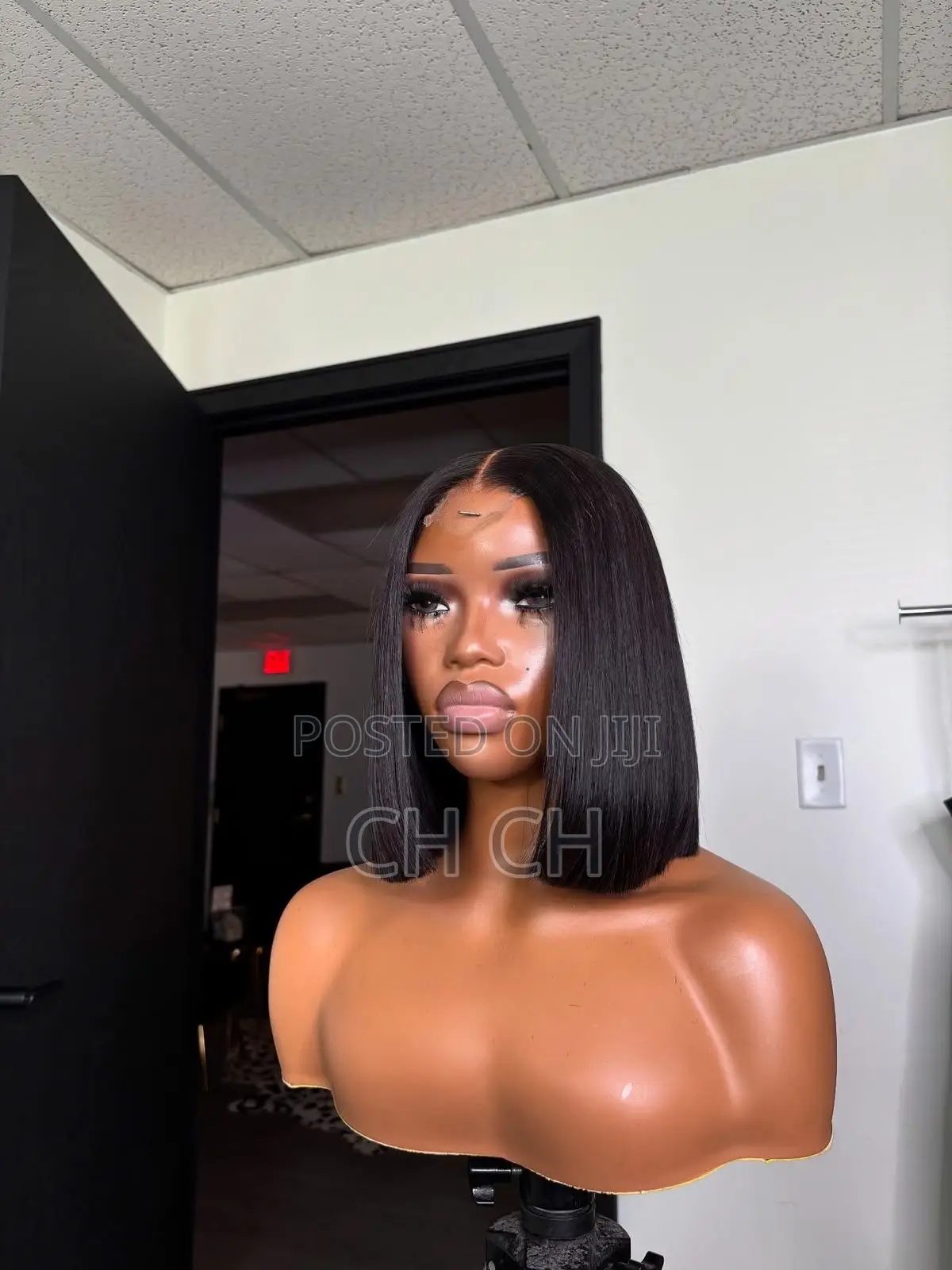 New Elegant 12 Inches Black Human Hair Bob Wig