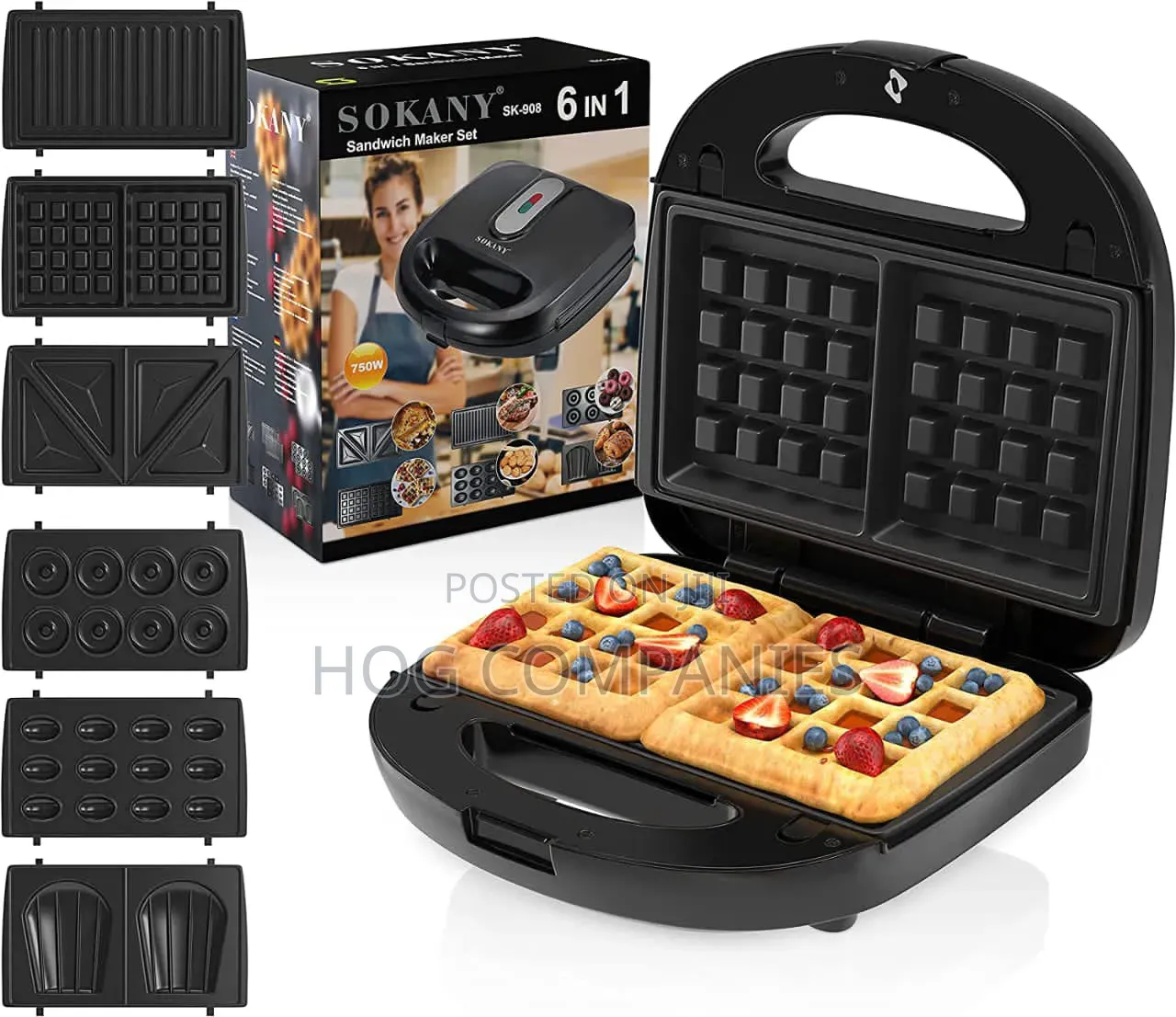 Sokany 6 in 1 Sandwich Toaster Waffle Maker Toast Grill
