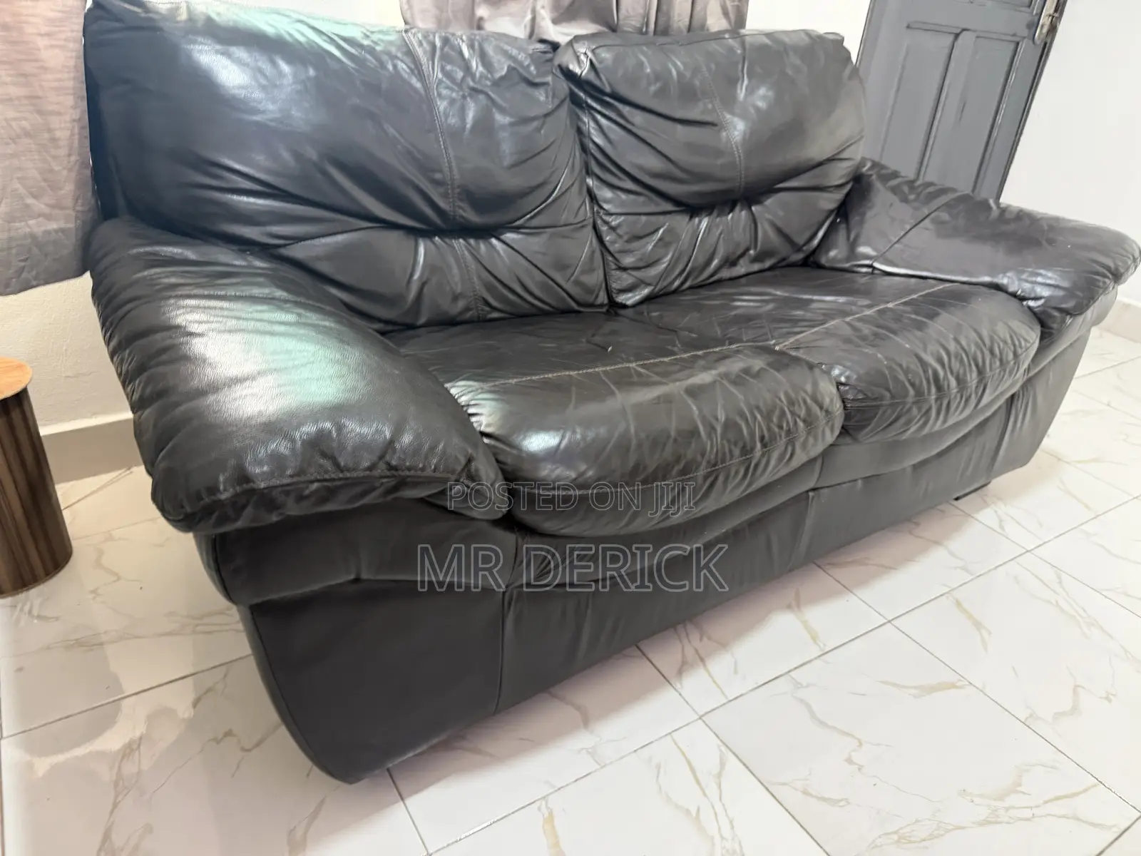 Black Genuine Leather 3-Piece Recliner Sofa Set