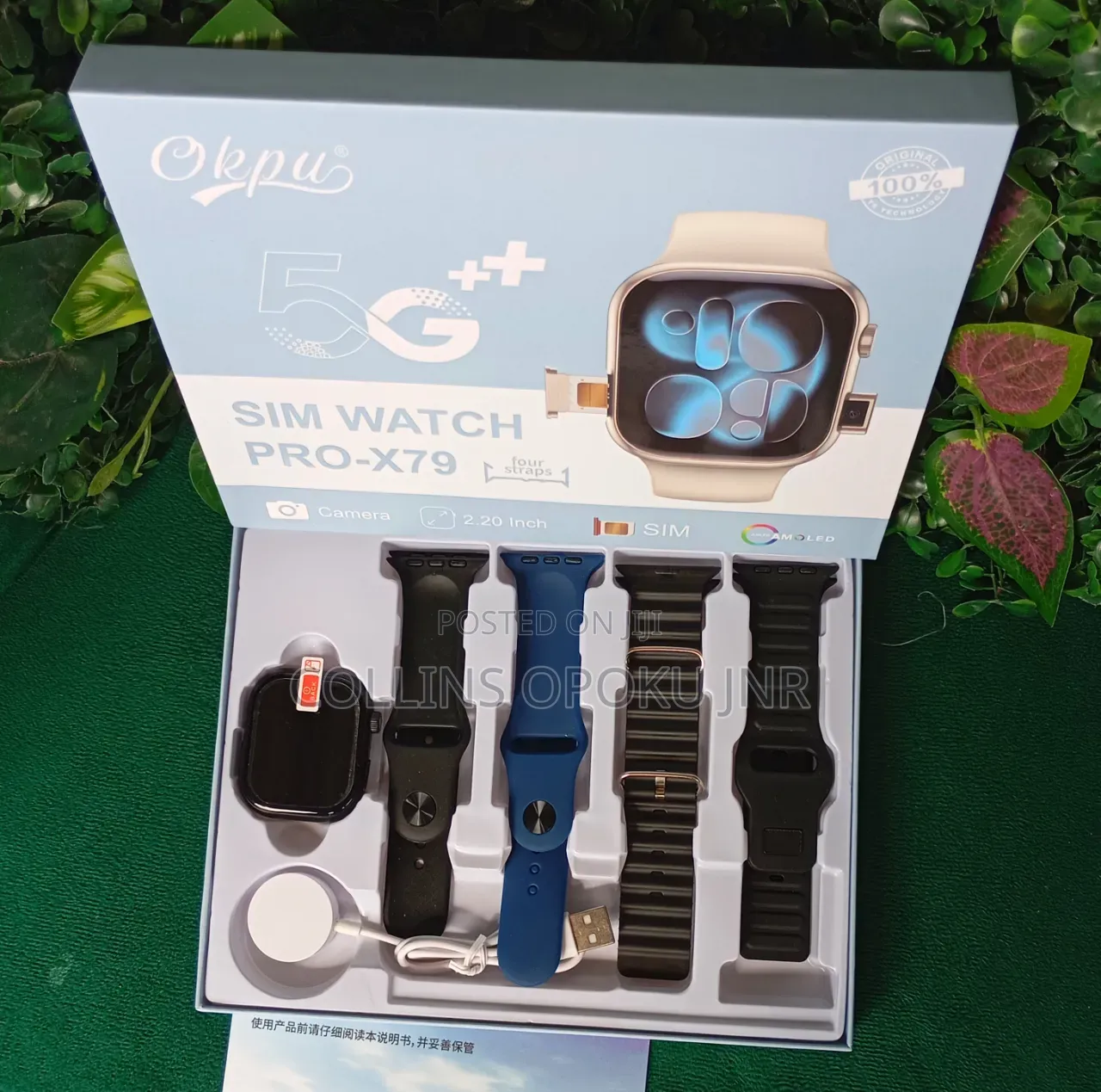 Pro-X79 Smart Watch With Sim Slot and Camera + 4 Straps - Black