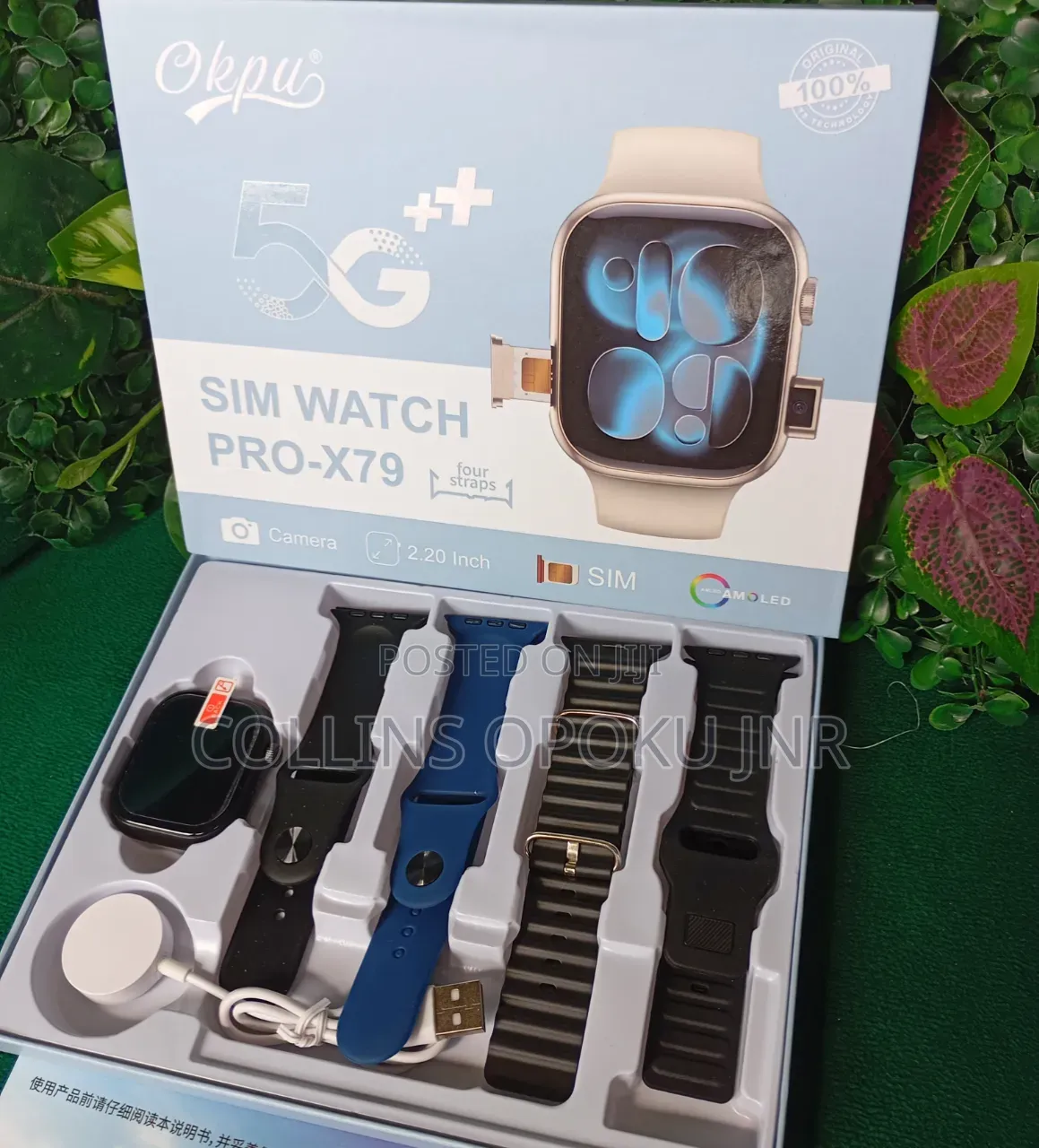 Pro-X79 Smart Watch With Sim Slot and Camera + 4 Straps - Black
