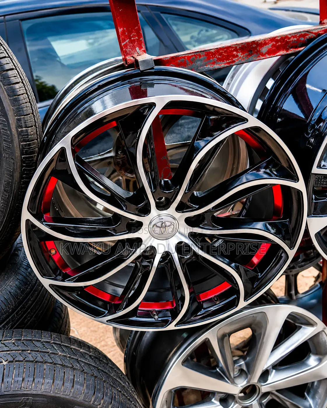 Toyota Sport Black/Red Alloy Rim 18"