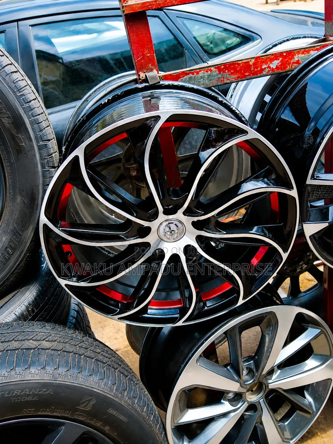 Toyota Sport Black/Red Alloy Rim 18"