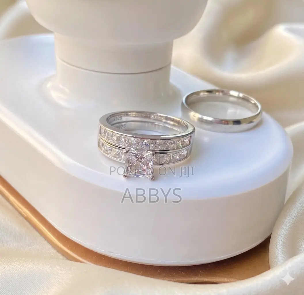 Eternal Glow 3pcs 925 Sterling Silver Wedding Ring Set
