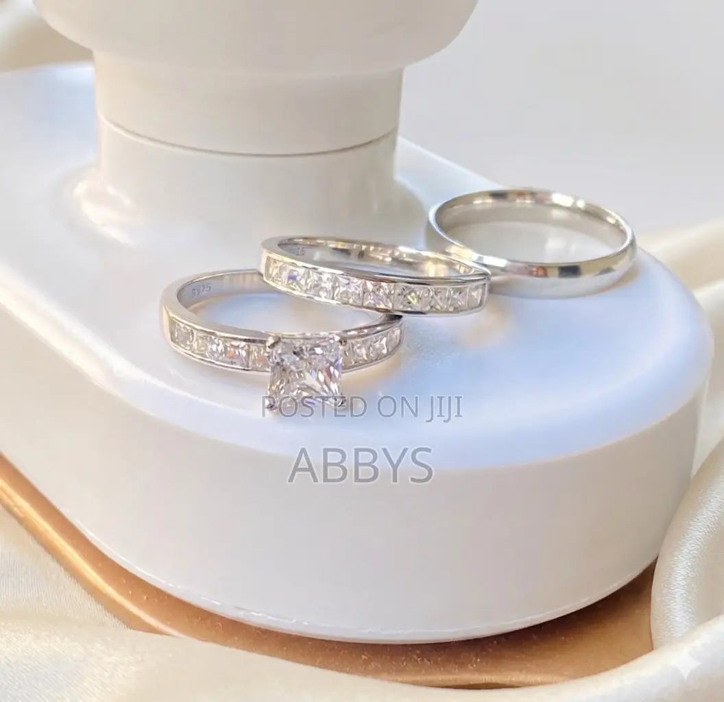 Eternal Glow 3pcs 925 Sterling Silver Wedding Ring Set