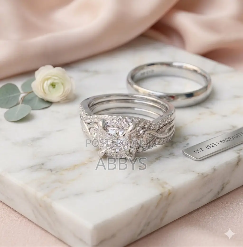 4pcs Pure 925 Sterling Silver Infinity Wedding Ring Set