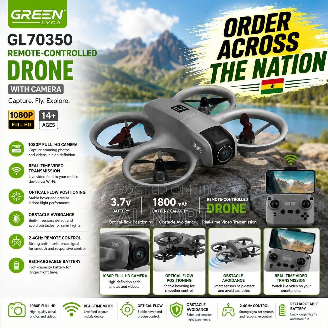 Green Lyca Gl70350 Remote-Controlled Drone With Camera