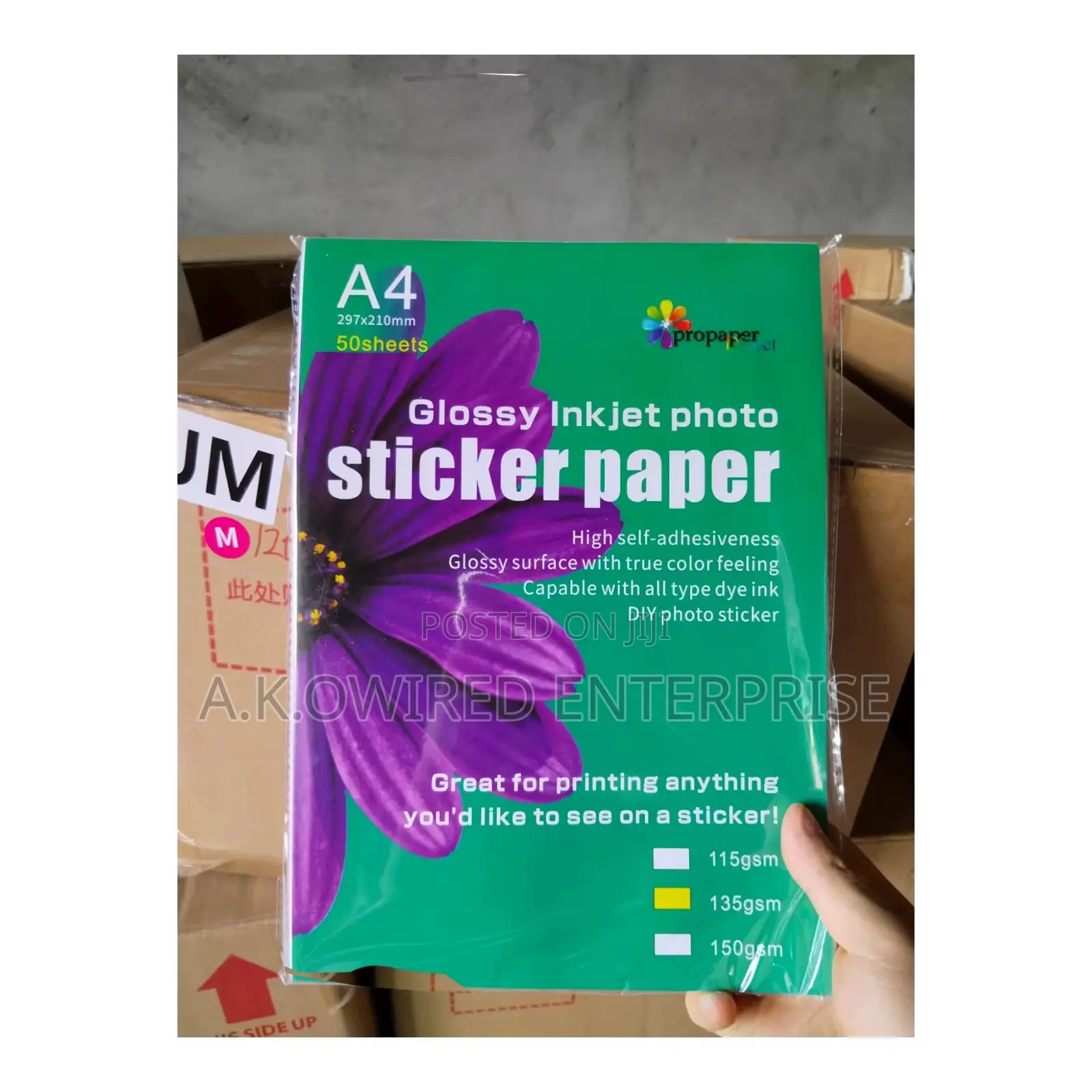 135g 50sheets Self-Adhesive Glossy Sticker Paper Size A4 Photo Paper