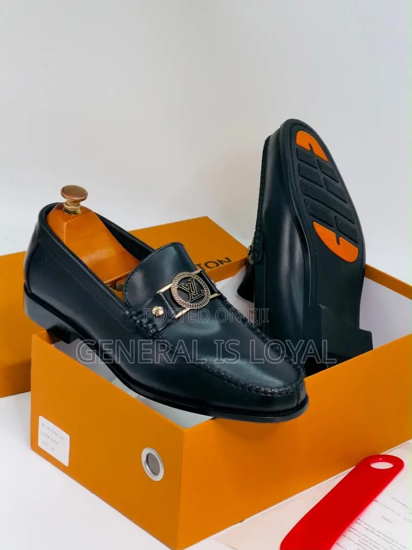 Louis Vuitton Black Leather Men’S Loafers Shoe