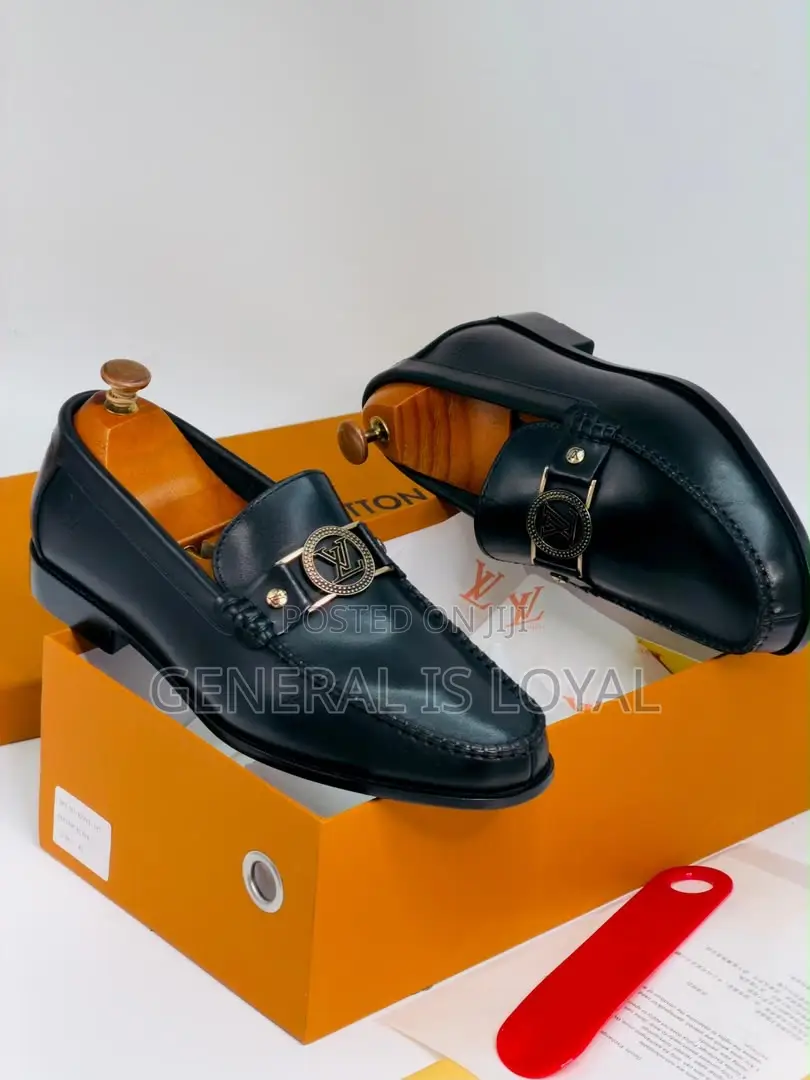 Louis Vuitton Black Leather Men’S Loafers Shoe