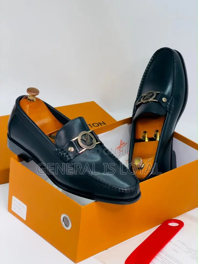 Louis Vuitton Black Leather Men’S Loafers Shoe