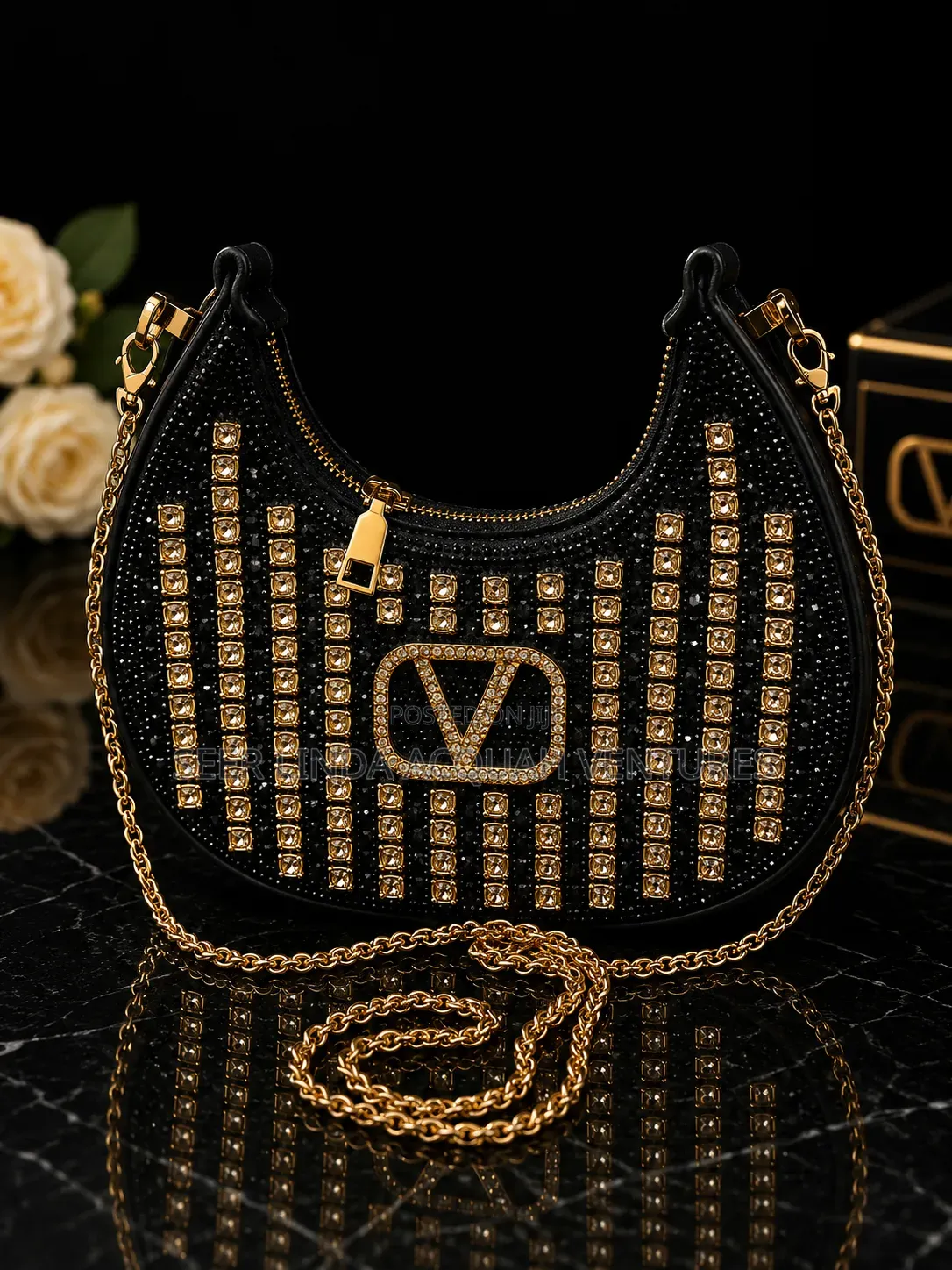 Gold Rhinestone Shoulder Bag