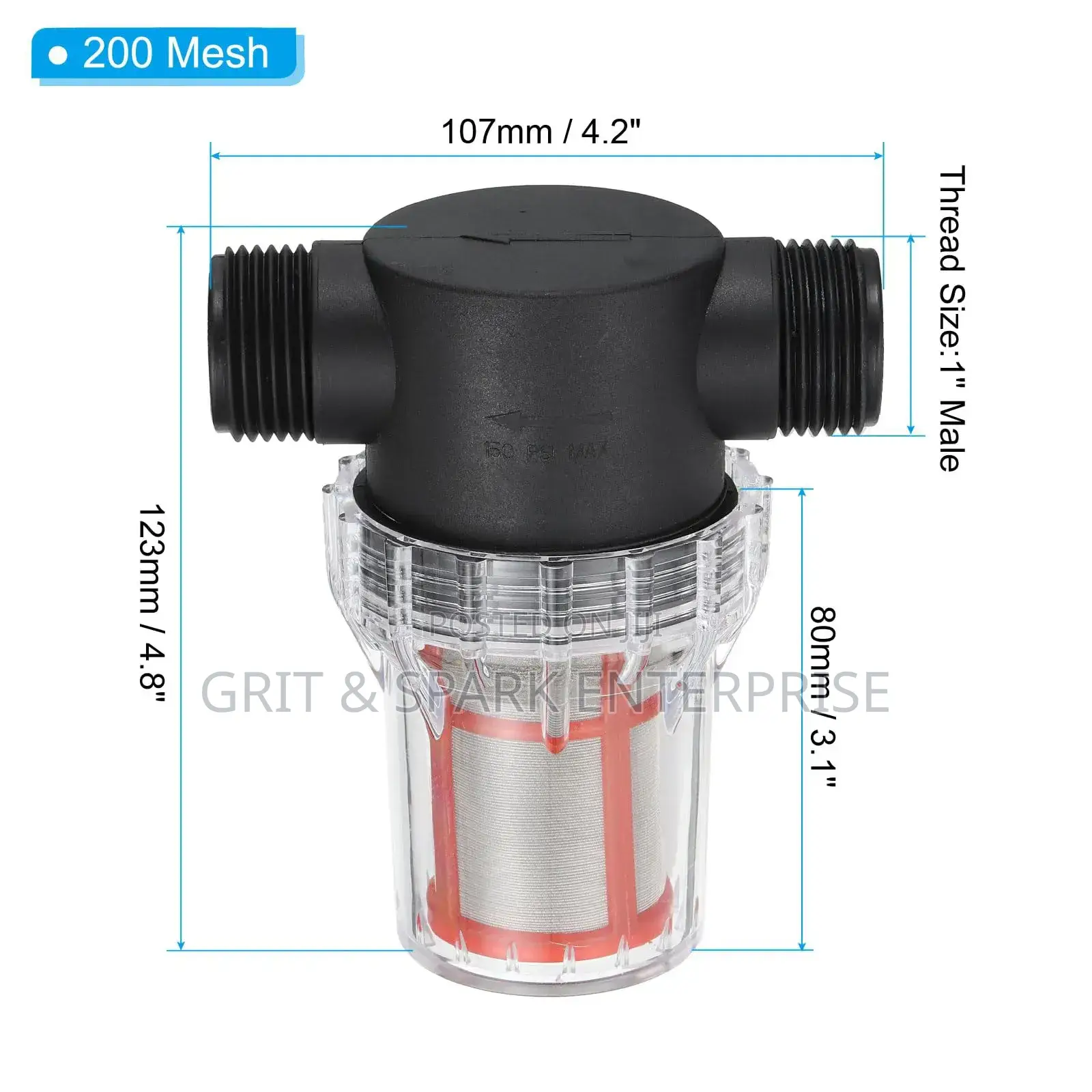 3/4 Inch 200 Mesh Stainless Steel Filter Screen Water Pump Filter