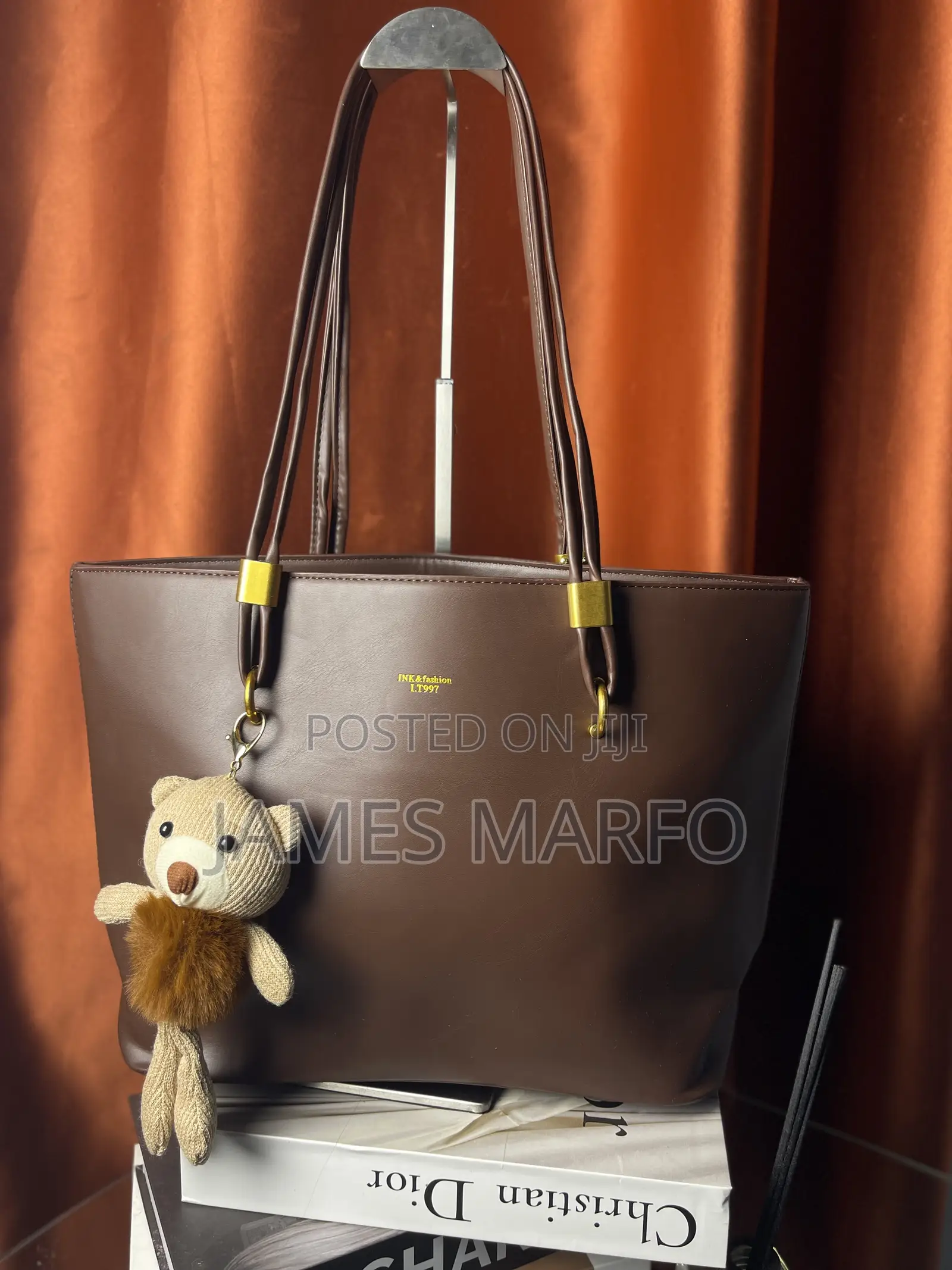 Leather Luxury Tote Bag With Pendant