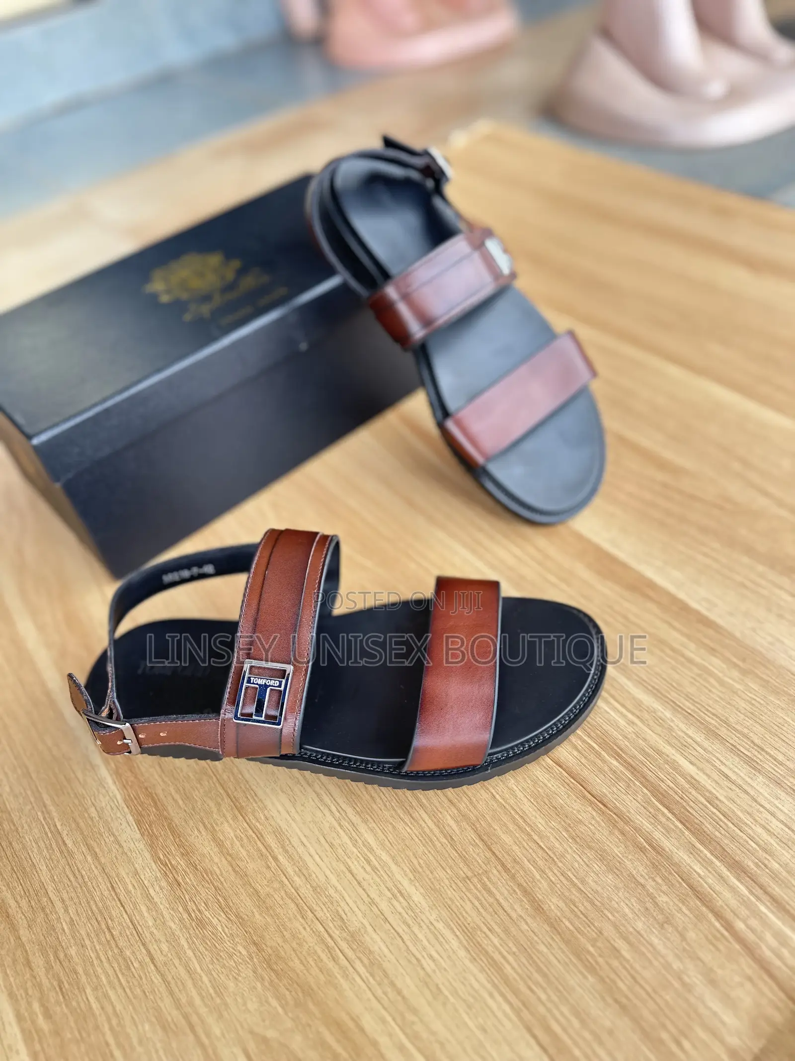 Luxury Men’S Brown Leather Sandals – Casual Comfort Slip-On
