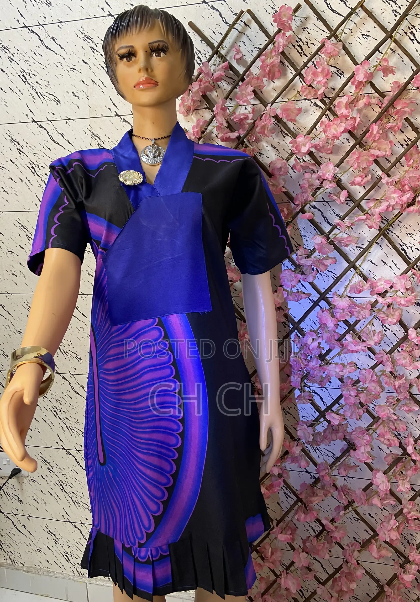 Blue Black African Print Ankara Bubu Dress