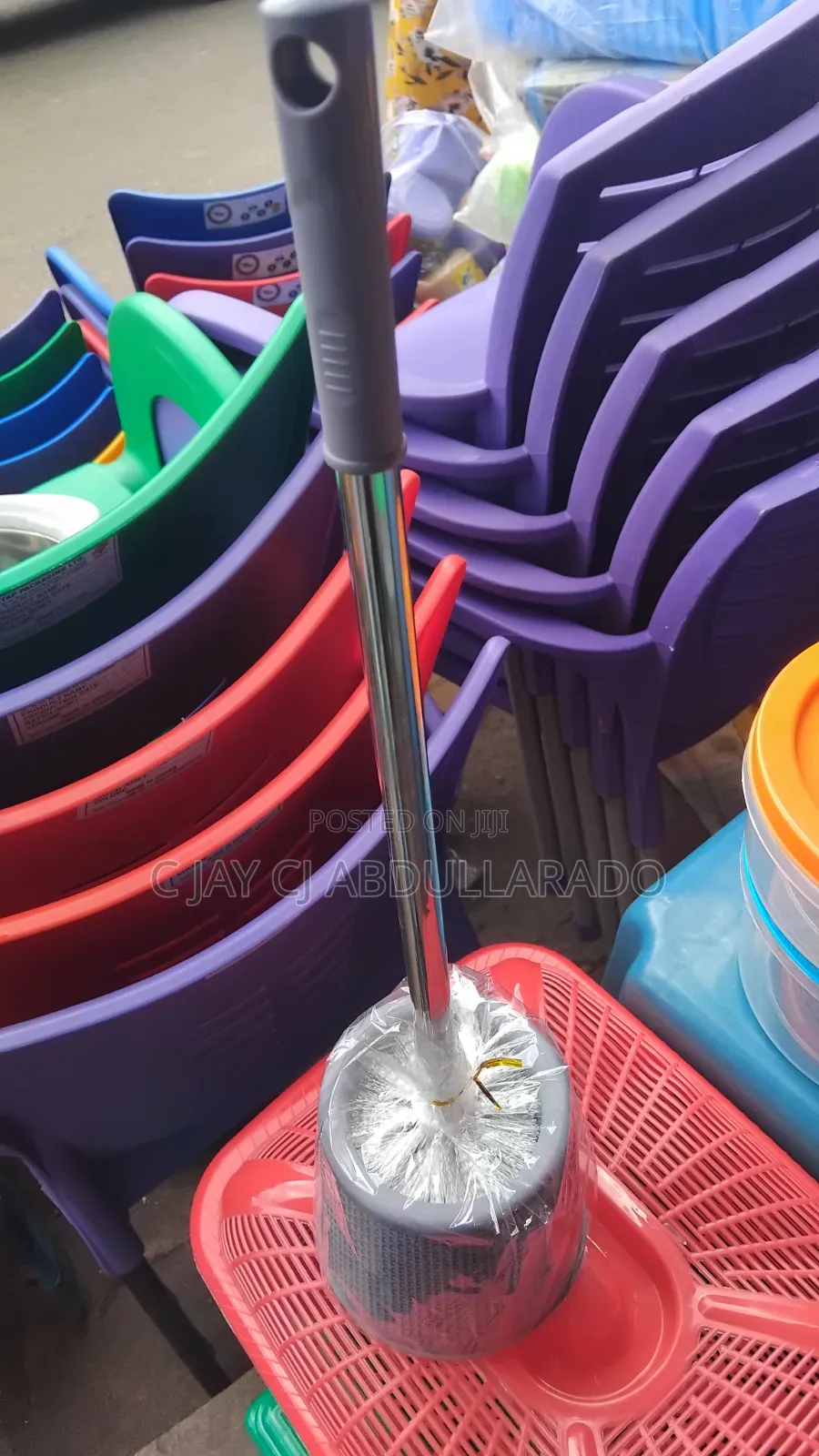 Toilet Brush With Head And Metal Hand