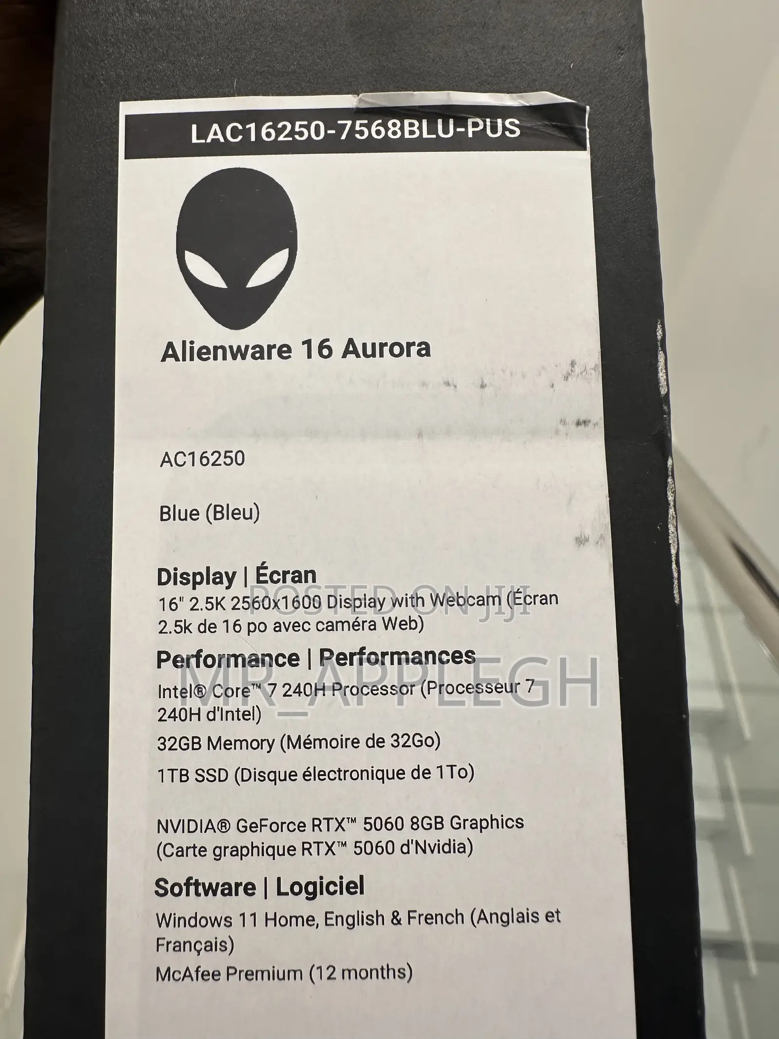 New Laptop Alienware 16 Aurora 32GB Intel Core 7 SSD 1T