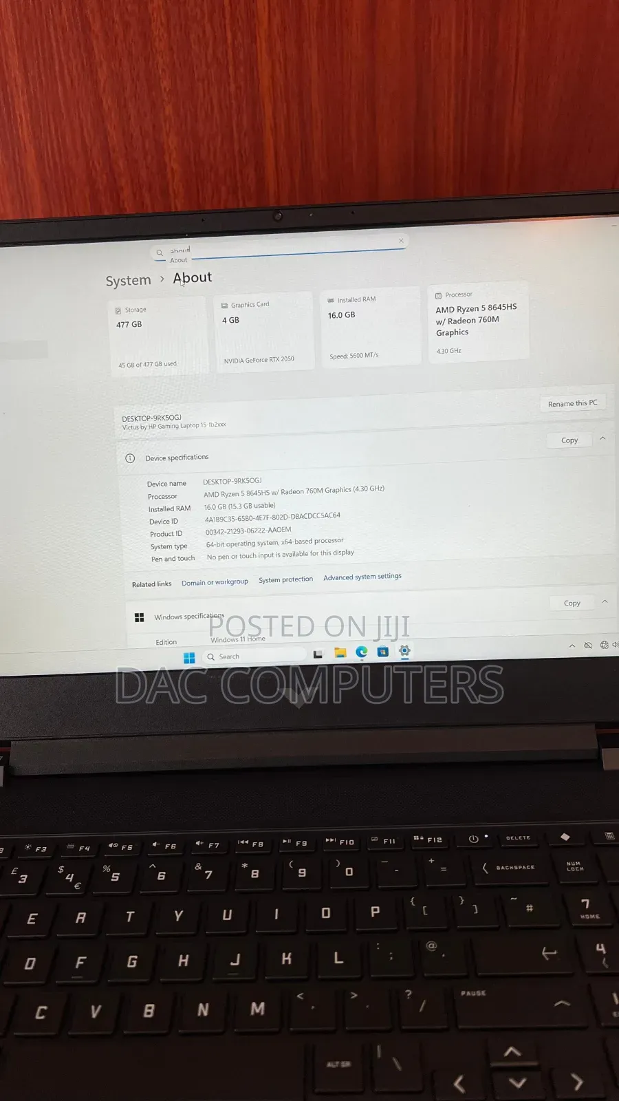 Laptop HP Victus 15 16GB AMD Ryzen 5 SSD 512GB