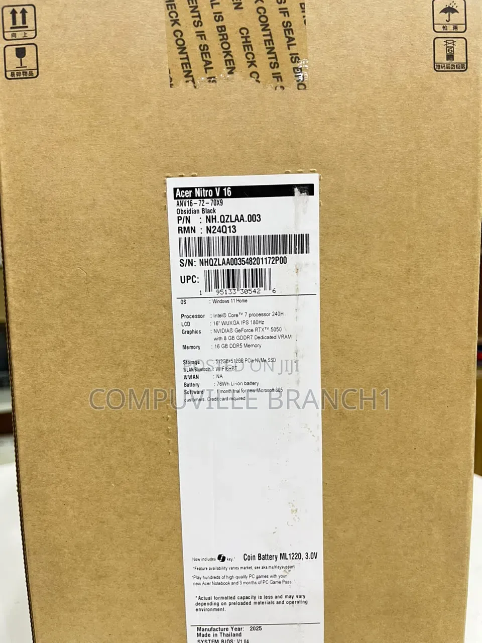 New Laptop Acer Nitro V 16 16GB Intel Core 7 SSD 1T