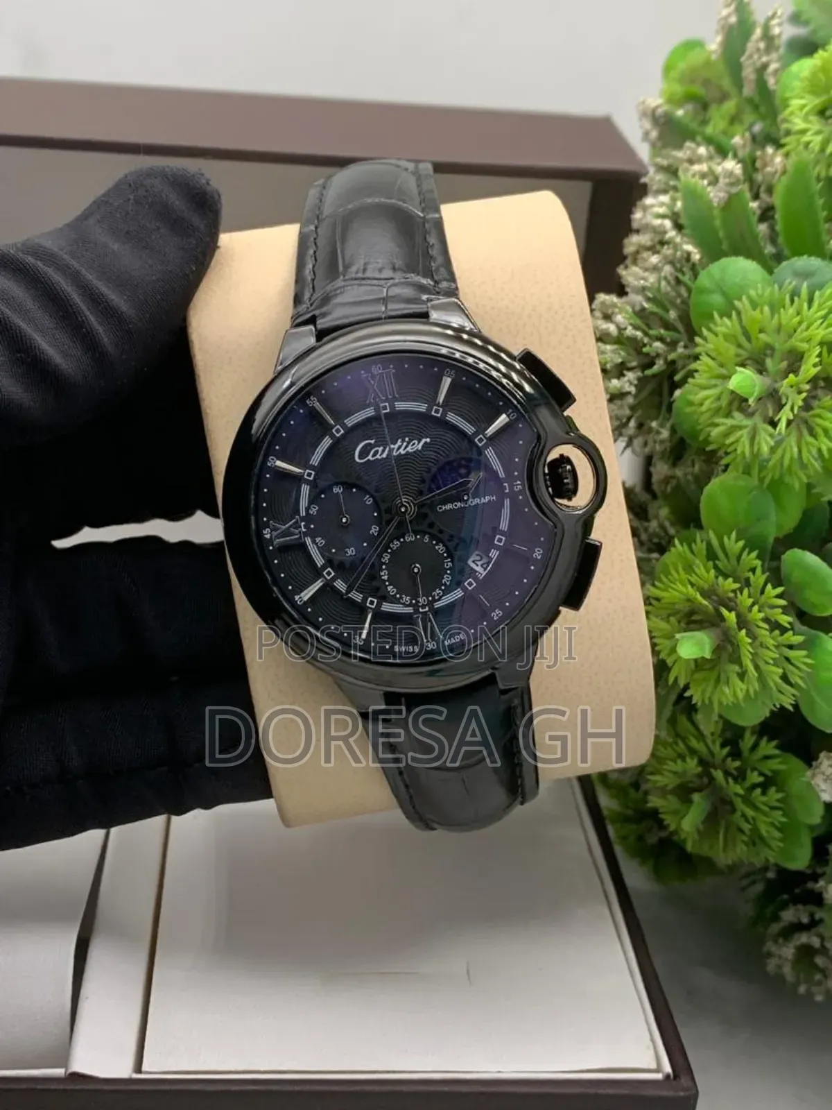 Cartier Chronograph Leather Watch for Men –Classic Luxury Gift for Him