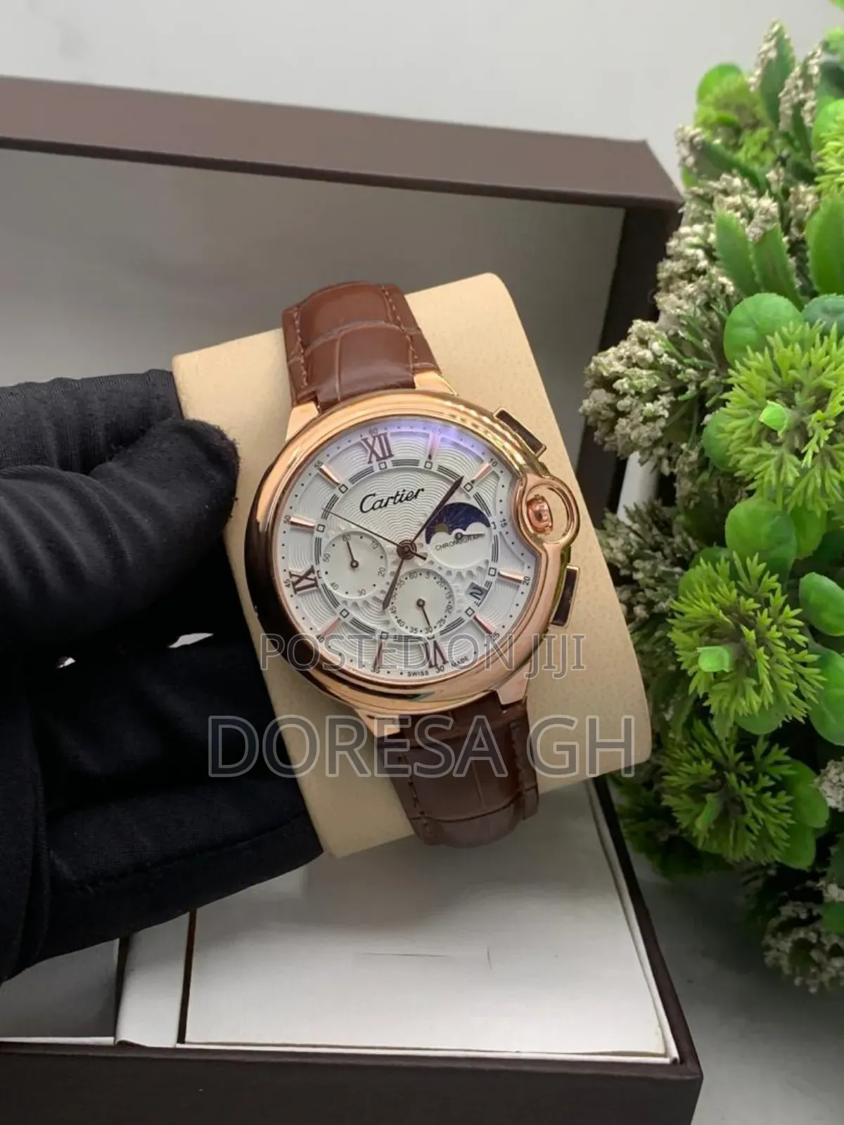 Cartier Chronograph Leather Watch for Men –Classic Luxury Gift for Him