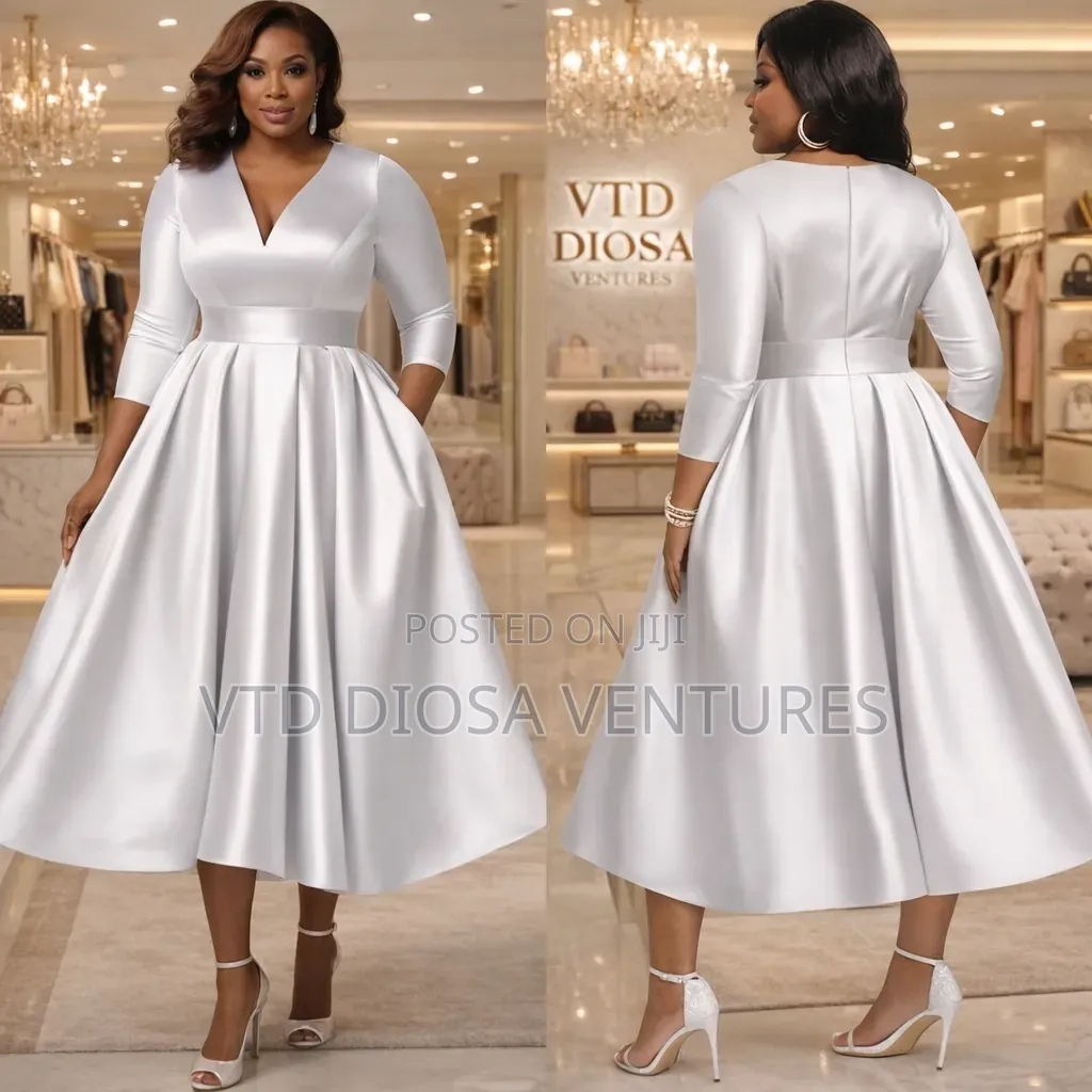 White Satin Flare Dress