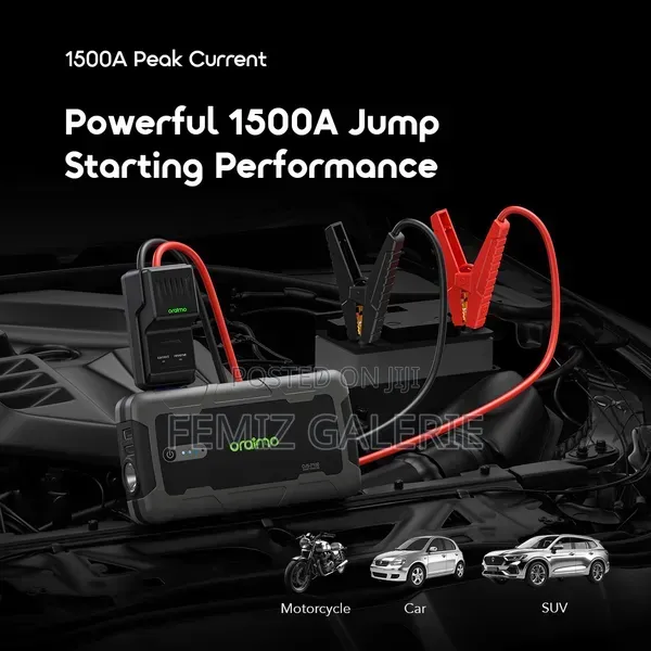 Oraimo Powerspark 1500a 12v Car Jump Starter With 10000mah Power Bank