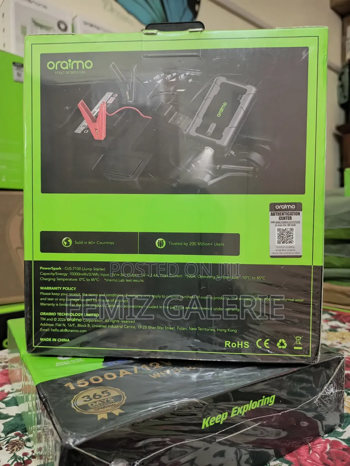 Oraimo Powerspark 1500a 12v Car Jump Starter With 10000mah Power Bank