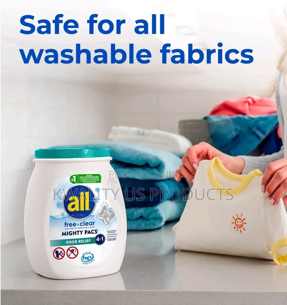 All Free Clear Mighty Pacs Odour Relief Detergent - 56 Pacs - 1.23 Kg