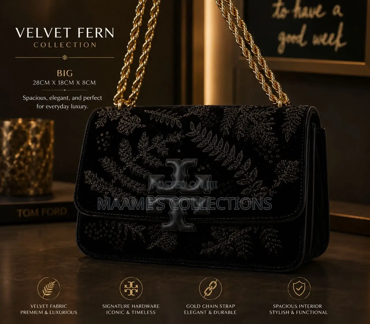 Tory Burch Eleanor Embroidered Velvet Convertible Shoulder Bag.