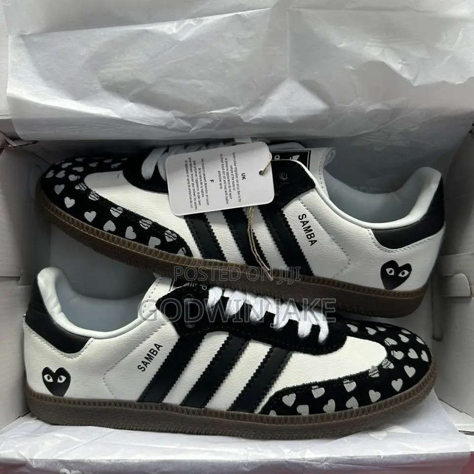 Adidas Samba X CDG-Style “Hearts” – White / Red / Pink | Play Heart