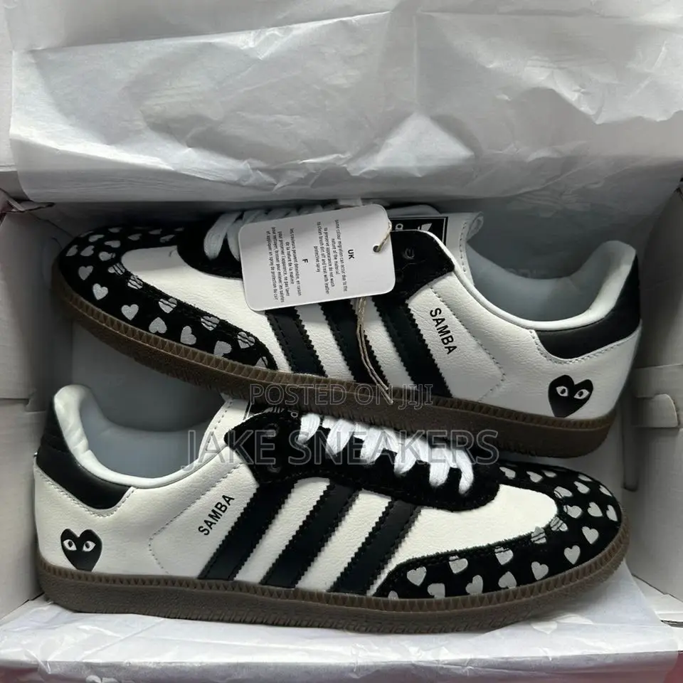 Adidas Samba X CDG-Style “Hearts” – White / Red / Pink | Play Heart